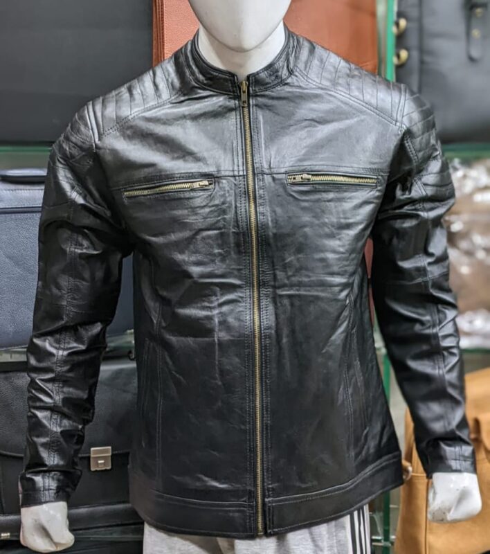 Men's cafe Racer biker style leather jacket
